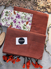 Orange Handloom Cotton Saree With Butterfly Print Blouse